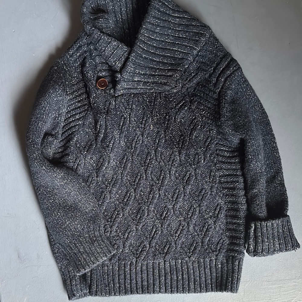Cat & Jack Dark Blue Gray Shawl Collar Sweater
